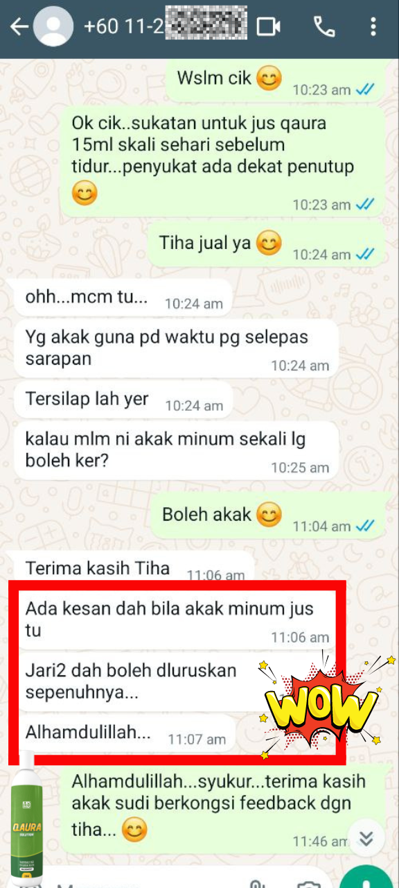 Testimoni Pengguna Jus Qaura 5
